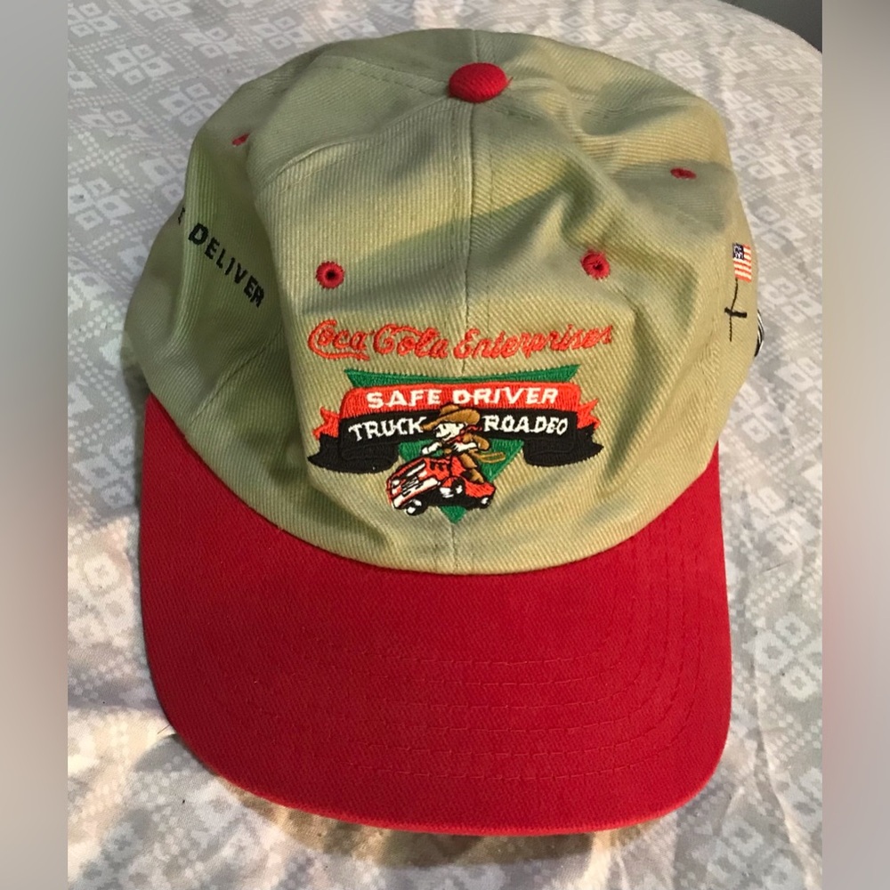 A.J.M. Headwear Vtg 1999 Coca Cola Ent. Truck Roadeo Safe Driver Hat Strap Back
